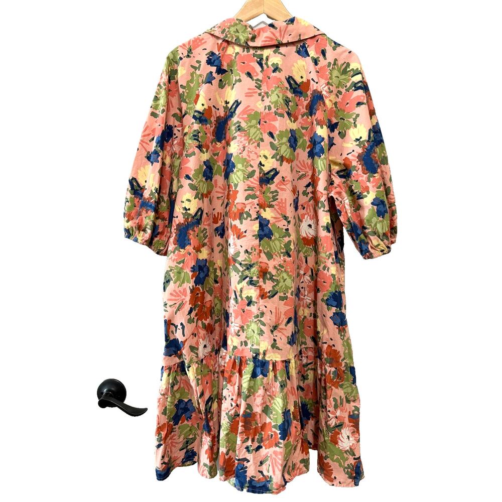 Eloquii Elements Print fit and flair , tiered Dress with Puff Sleeves, Size 22 - Picture 3 of 10